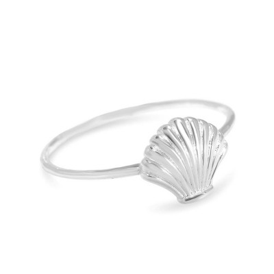 Sterling Silver Ring Plain Textured Seashell On Band
