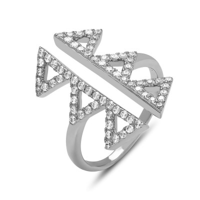 SS (3) Open Cl Cz Triangle Both Sides Open Ring