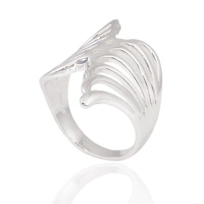 Sterling Silver Ring Plain Open Bypass Feather