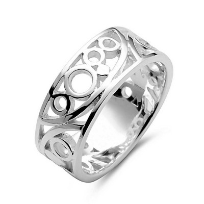 Sterling Silver Ring Plain Open Filgree Band