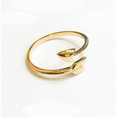Sterling Silver Ring Plain Bypass Arrow Open-Gold Plate