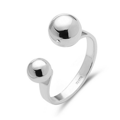 STERLING SILVER RING 6MM & 8MM PLAIN SILVER BALL OPEN RING