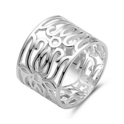 STERLING SILVER RING PLAIN OPEN FLOWER FILIGREE CIGAR BAND