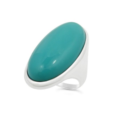 STERLING SILVER RING 36*18MM LONG OVAL FAUX TURQUOISE