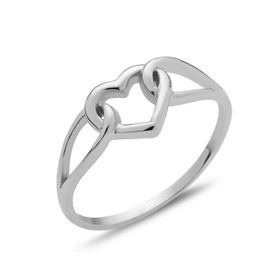 STERLING SILVER RING PLAIN HEART LINKS