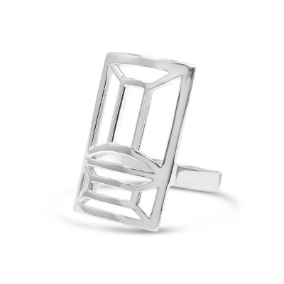 STERLING SILVER RING PLAIN GEOMTRIC RECTANGULAR