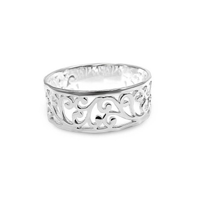 STERLING SILVER RING WAVY FILIGREE BAND -ECOATED