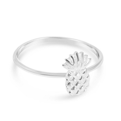 Sterling Silver Ring Tiny Pineapple Solid Ecoated 
