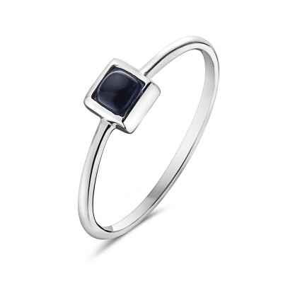 Sterling Silver RING TINY SQUARE BLACK ONYX SILVER