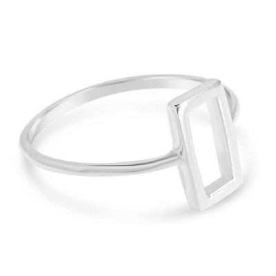 Sterling Silver Ring Rectangular Line Thin Ring 