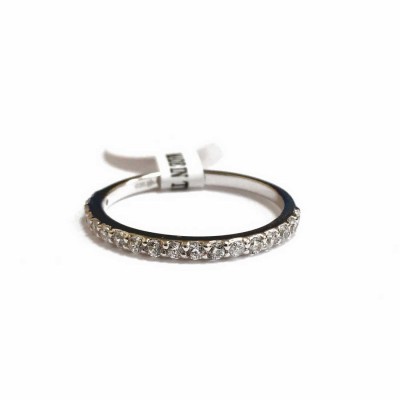 Sterling Silver Ring Tiny Clear Cubic Zirconia Band Half 