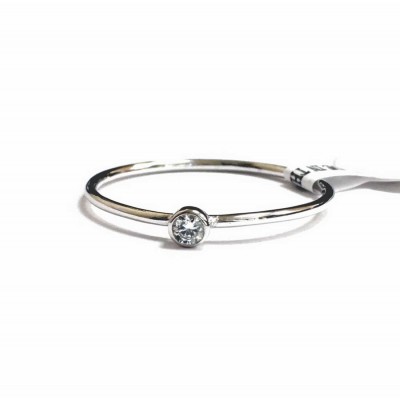 Sterling Silver Ring Tiny Solitaire Bezel Clear Cubic Zirconia Round 2.5 Mm 