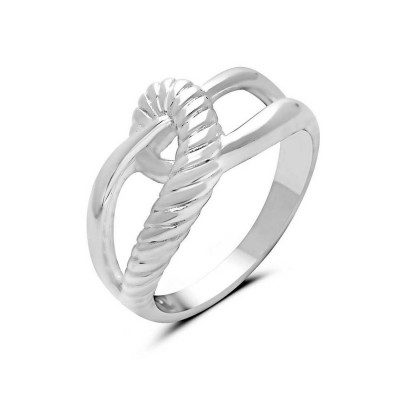 Sterling Silver Ring Plain Half Rope Line Knot 