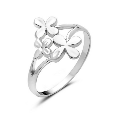 Sterling Silver Ring 3 Flowers 