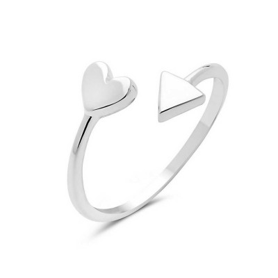Sterling Silver Ring Bypass Heart And Triangle 