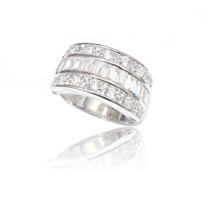 Clear Crystal Ring+Baguett Clear Cubic Zirconia