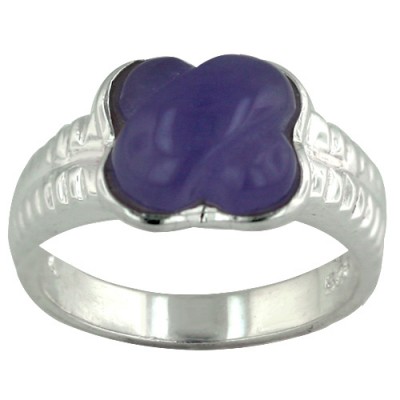 Plain Silver "X" Shape of P. Jade Ring