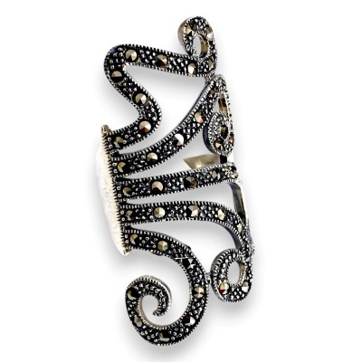 Marcasite Ring Scroll Lines (Heavier)