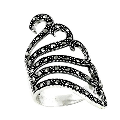 Marcasite Ring Marcasite Curl Forms Wing Design