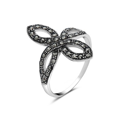 MS RING CROSS LINE LEAF SHAPE