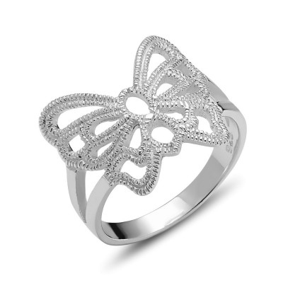 Sterling Silver Ring Open Butterfly--E-Coat