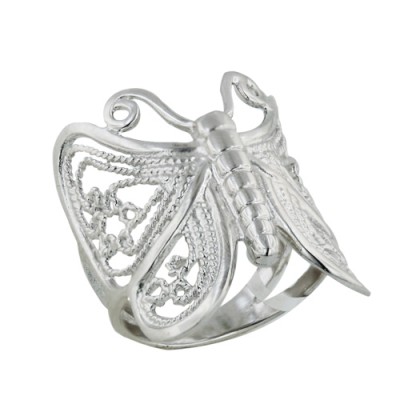 Sterling Silver Ring Open Plain Rope Butterfly--E-Coat
