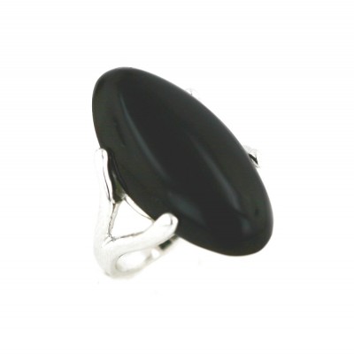 Sterling Silver Ring 29.5mmx16.5mm Long Onyx Oval