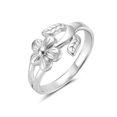 Sterling Silver Ring Plain with Horizonal Flower