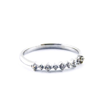 Sterling Silver Ring with 9 Clear Cubic Zirconia
