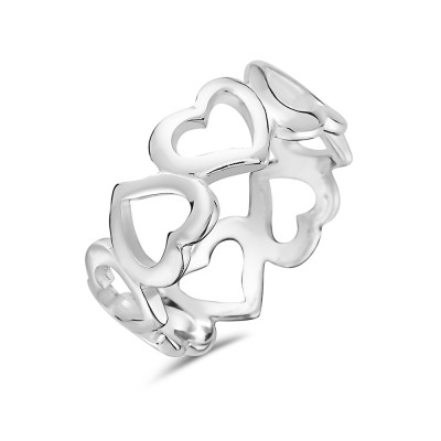 Sterling Silver Ring Opposite Open Heart Band