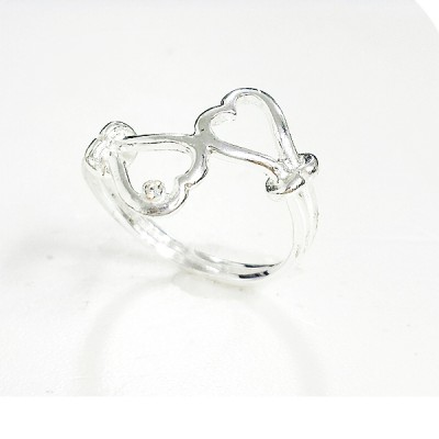 Sterling Silver Ring Heart To Heart 1 Cubic Zirconia