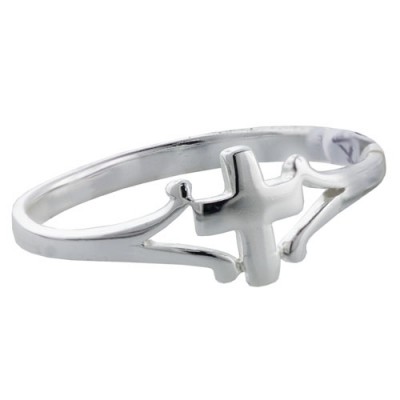 Sterling Silver Ring Plain Cross "Y" Shape Band
