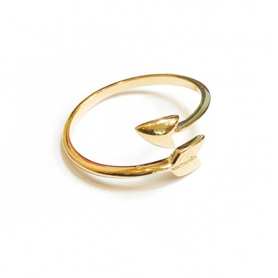 Sterling Silver Ring Plain Bypass Arrow Open-Gold Plate
