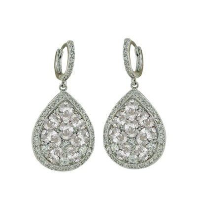 Brass Earring Clear Cz Tear Drop Mixed Shaped With, Clear