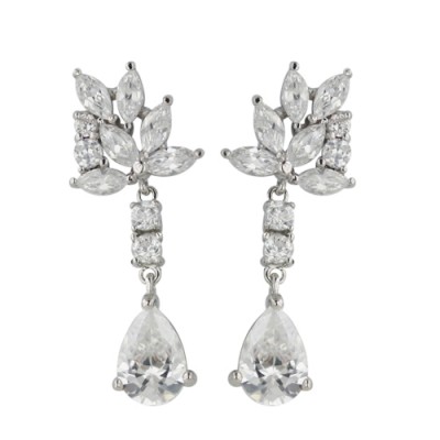 Brass Earg Clr Cz Marquis Top W/ T-Drop Dangling, Clear
