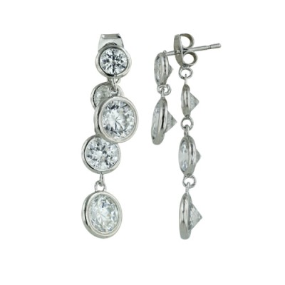 Brass Earring Clear Linear Clear Cz Back/Front, Clear