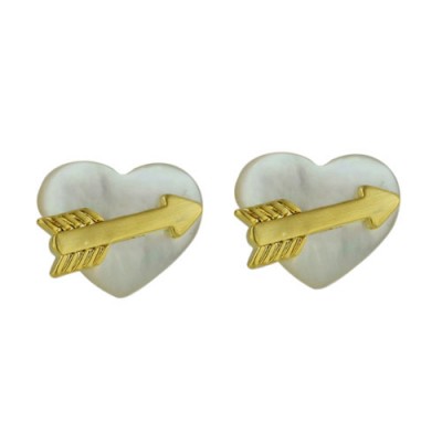 Brass Earg Mop Heart Gd Arrow Top, White