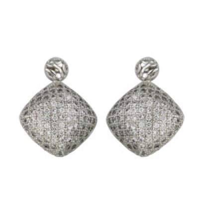 Brass Earring Cushion New Micro Pave Clear Cz* Rh, Clear