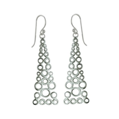 Brass Earring Open Bubbles Form Triangle