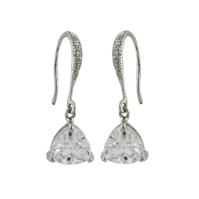 Brass Earring Cl Cz Trillion Dangle On Cl Cz Fish
