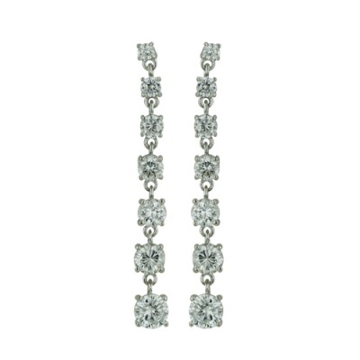Brass Earring 7 Rd Multi-Size Cl Cz Dangle