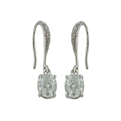 Brass Earring Oval Cl Cz Dangle On Cl Cz Fish Hook