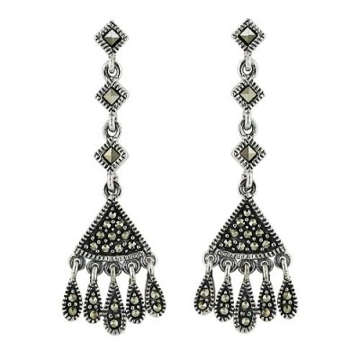 Marcasite Earring Chandelier Triangle