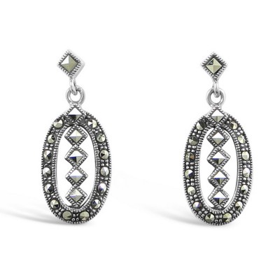 Marcasite Earring Victorian Square Marcasite Dangle (Rs)