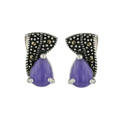 Marcasite Earring Teardrop P. Jade