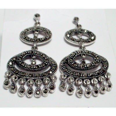 Marcasite Earring Chandelier Oval