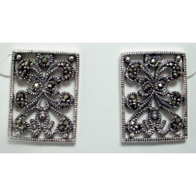 Marcasite Earring Plain Artisan Craft Motif Frame