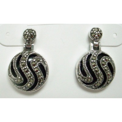Marcasite Earring Sss Round+Onyx