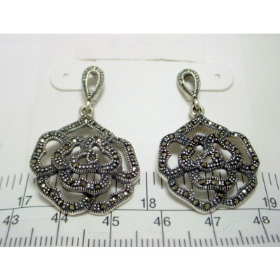 Sterling Silver Set Plain Open Roses