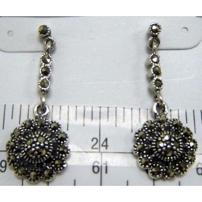 Marcasite Earring Sticks with Flower Dangle